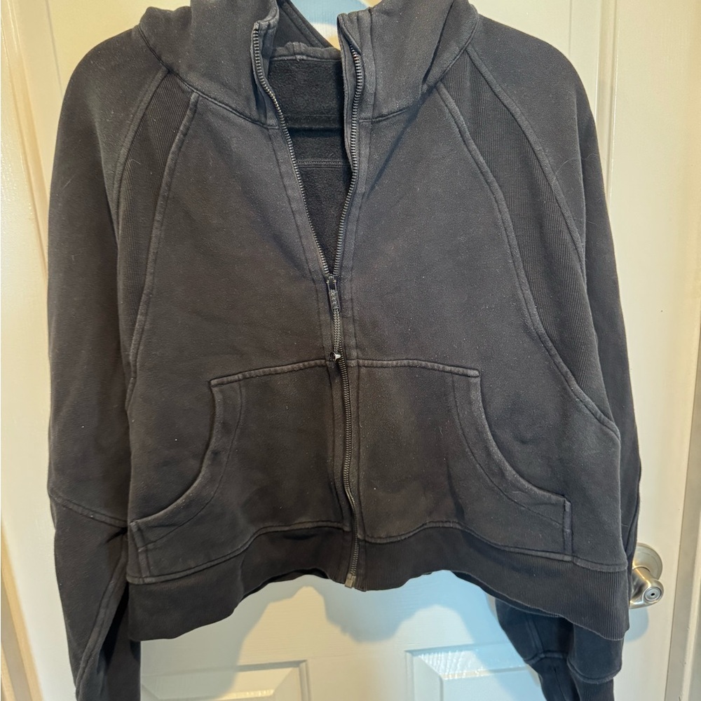 Lululemon Black Zip-Up Oversized Crop Scuba Hooded Jacket Size XL/XXL - Picture 12 of 15